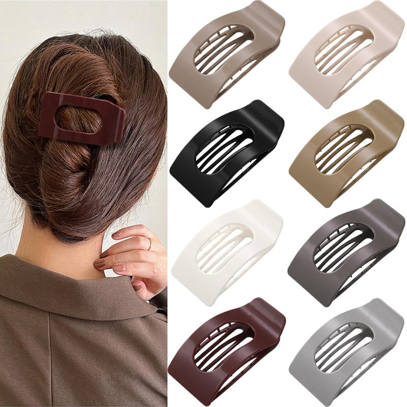 Drealoe 8 Pack Flat Hair Clips for Women – Large Glossy Neutral Rectangle No-Slip Claw Clips for Thick & Thin Hair, Strong Hold Square Hair Accessories for Work & Stylish Outfits - Image 1
